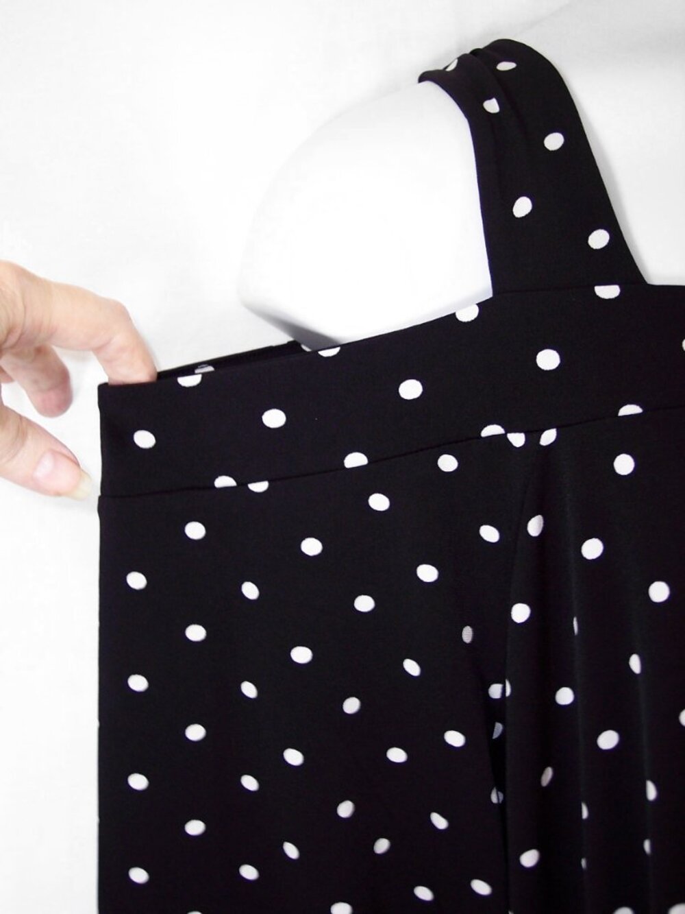 Woman Within 3X 30/32 Top Black & White Polka Dot 3/4 Sleeves Cold Shoulder NEW - Picture 5 of 12
